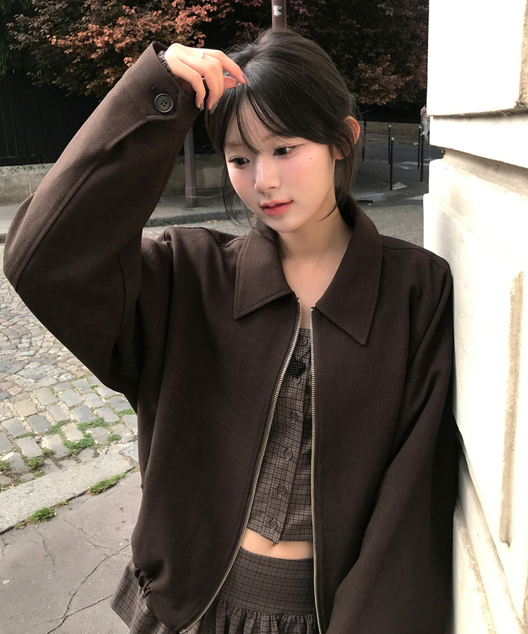 ブラウンジップアップジャケット｜ジャケット｜韓国ファッション通販 SONA