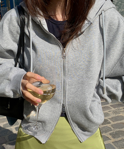 刺繍フードジップアップ GREY