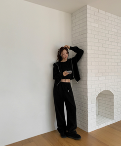 ワイドバンディングパンツ BLACK