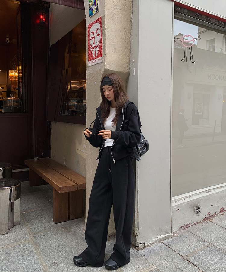 ワイドバンディングパンツ BLACK