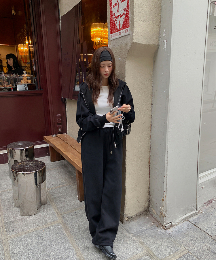 ワイドバンディングパンツ BLACK