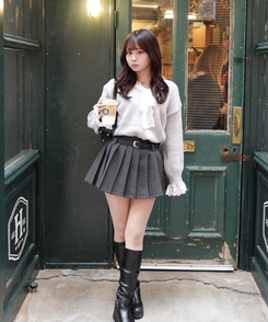 심쿵 레이스 니트 그레이