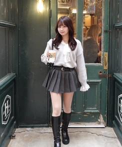 심쿵 레이스 니트 그레이