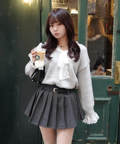 심쿵 레이스 니트 그레이