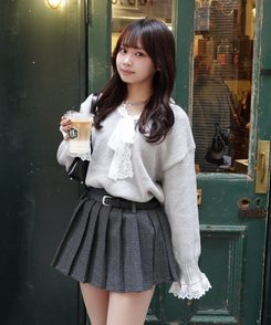 심쿵 레이스 니트 그레이