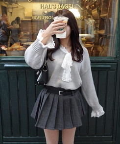 심쿵 레이스 니트 그레이