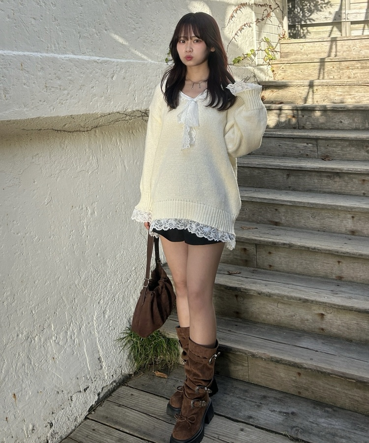 심쿵 레이스 니트 아이