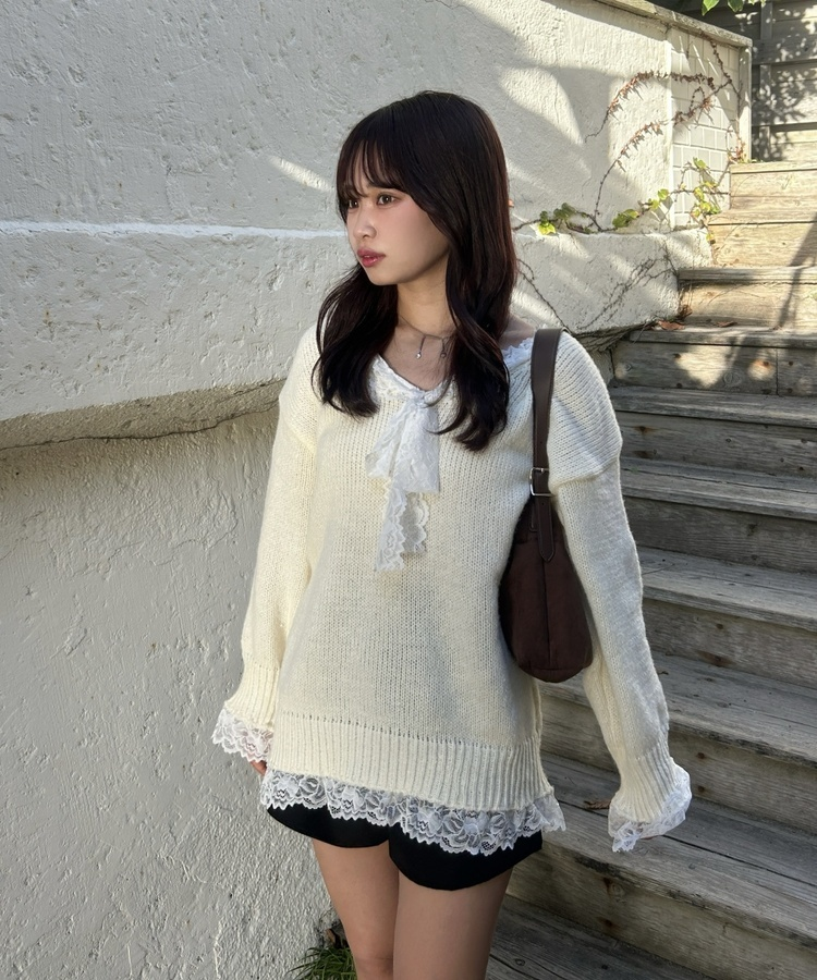 심쿵 레이스 니트 아이