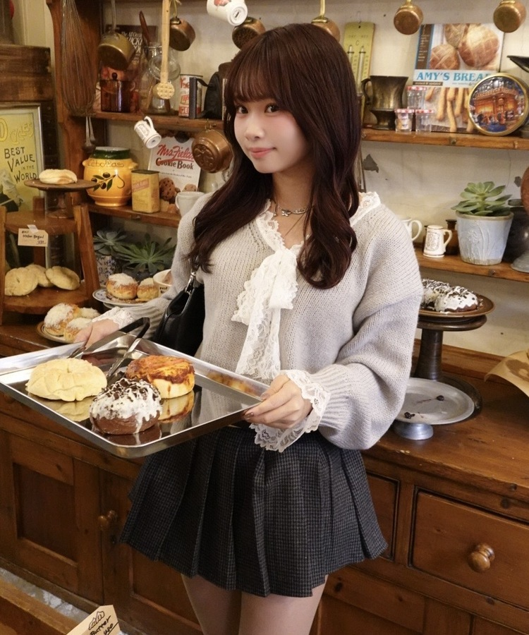 심쿵 레이스 니트 그레이