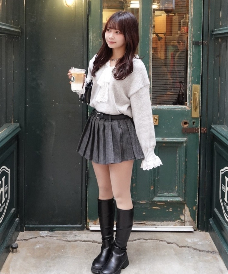 심쿵 레이스 니트 그레이