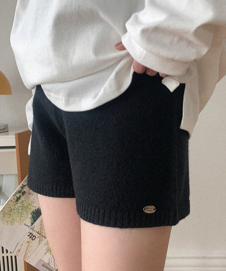 ウールニットハーフパンツ BLACK