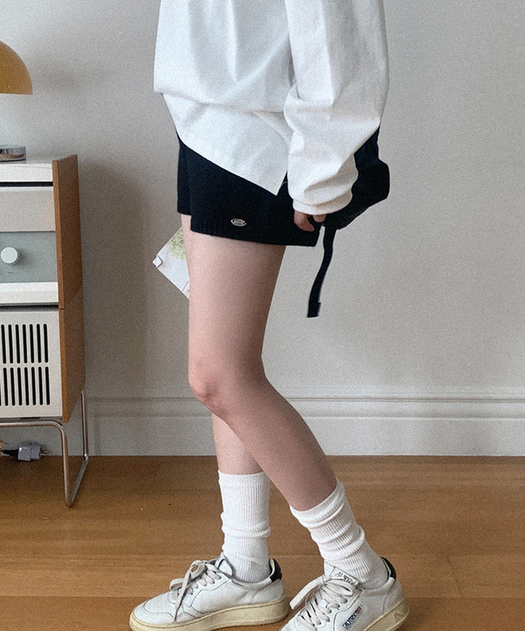 ウールニットハーフパンツ BLACK