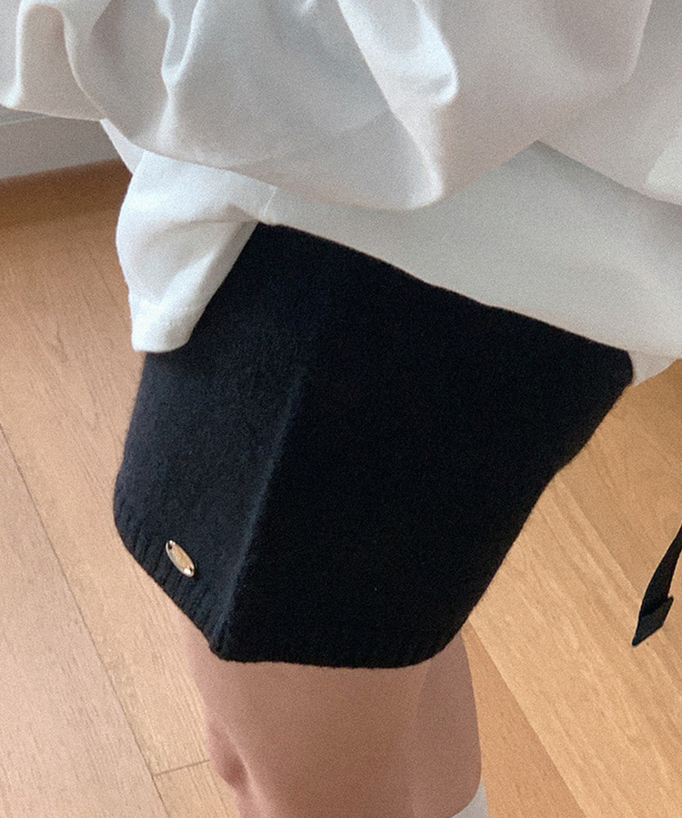 ウールニットハーフパンツ BLACK