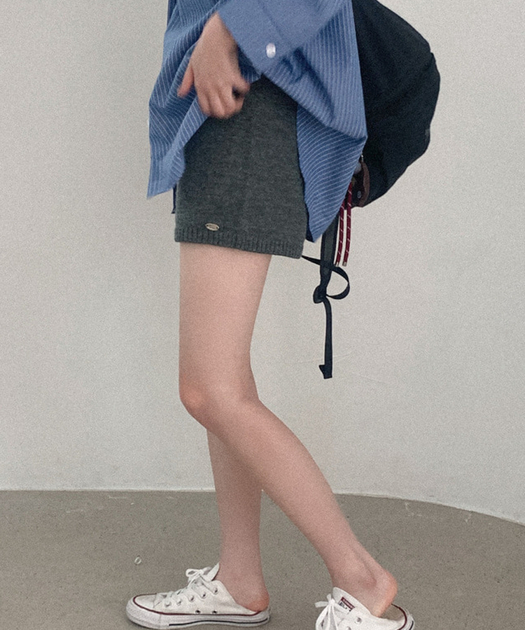 ウールニットハーフパンツ GREY