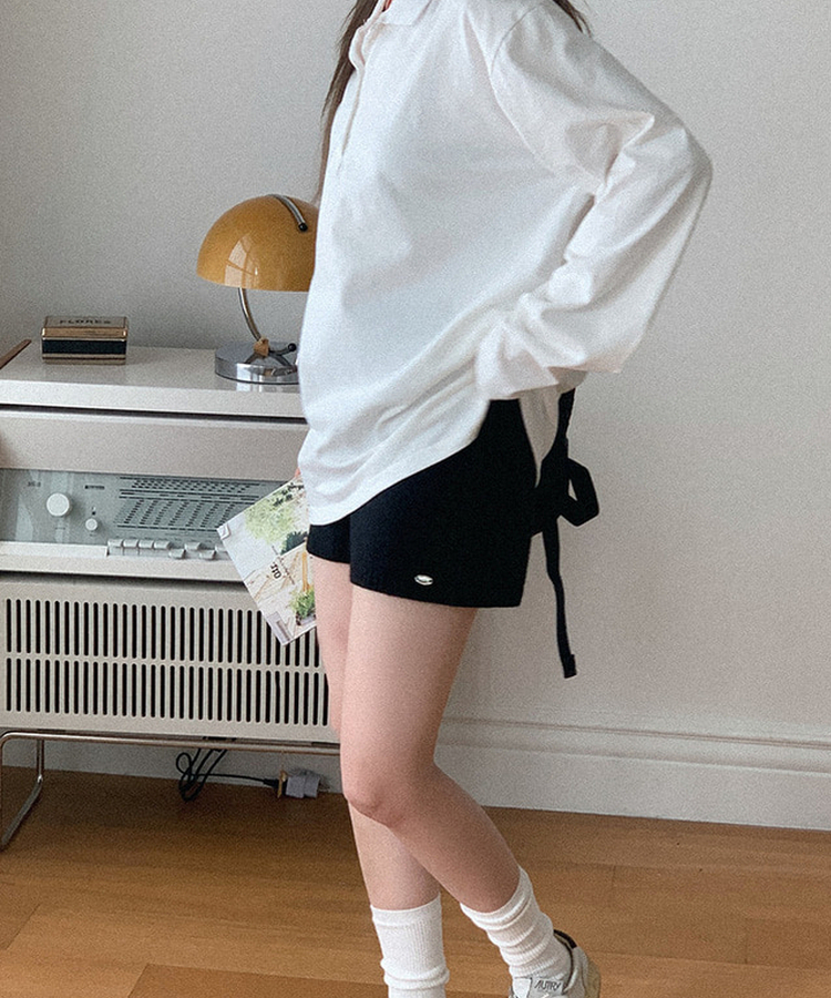 ウールニットハーフパンツ BLACK