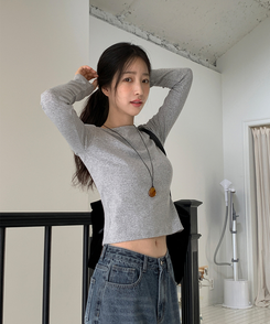 ベーシックスリム長袖Tシャツ MELANGE