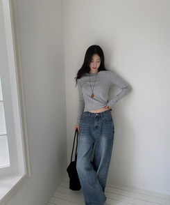 ベーシックスリム長袖Tシャツ MELANGE