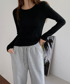 ベーシックスリム長袖Tシャツ BLACK