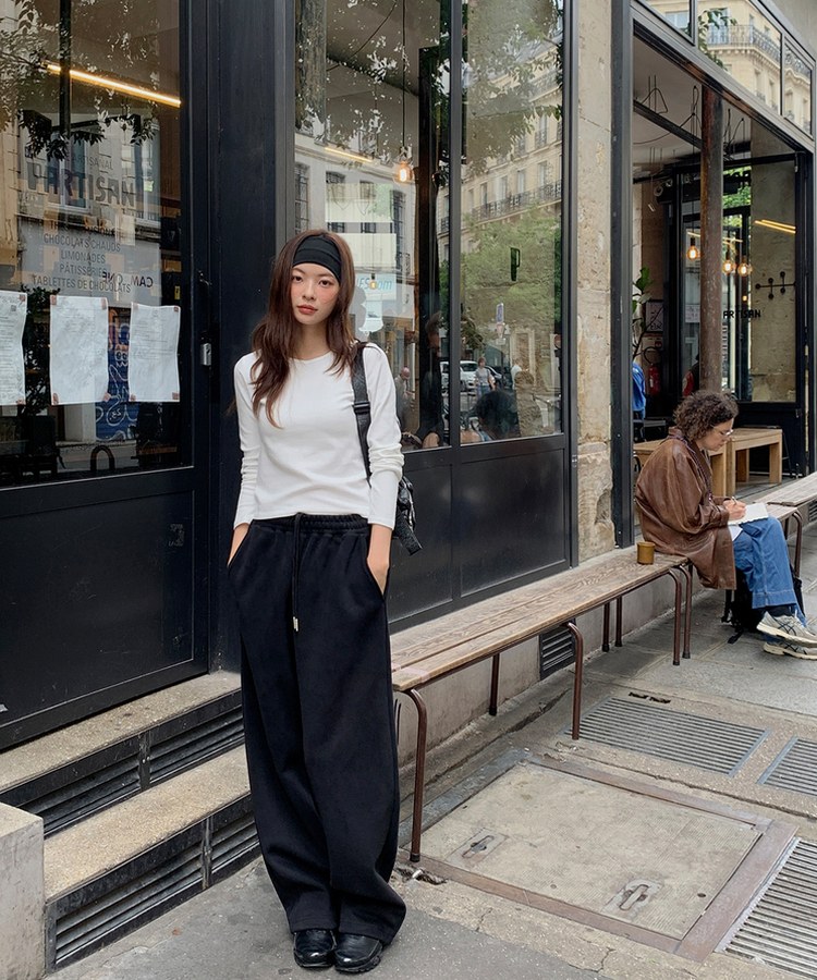 ベーシックスリム長袖Tシャツ IVORY