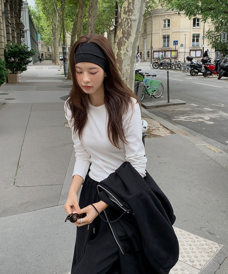 ベーシックスリム長袖Tシャツ IVORY