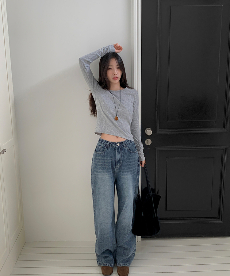 ベーシックスリム長袖Tシャツ MELANGE