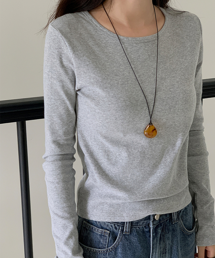 ベーシックスリム長袖Tシャツ MELANGE