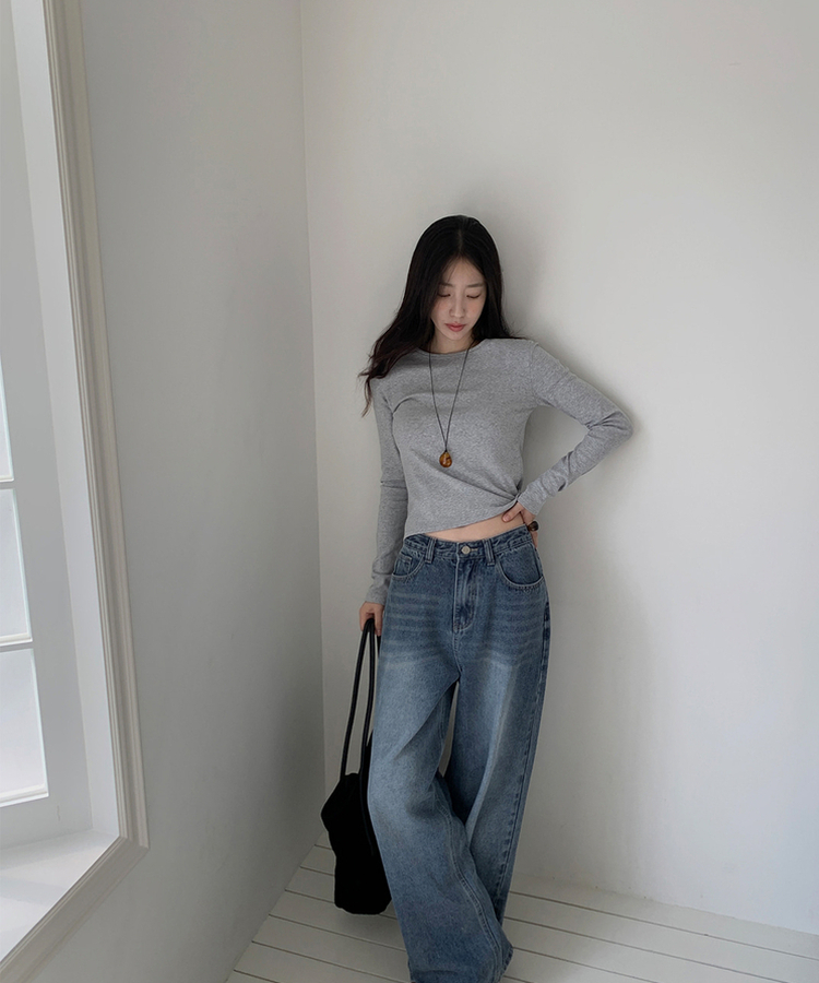 ベーシックスリム長袖Tシャツ MELANGE