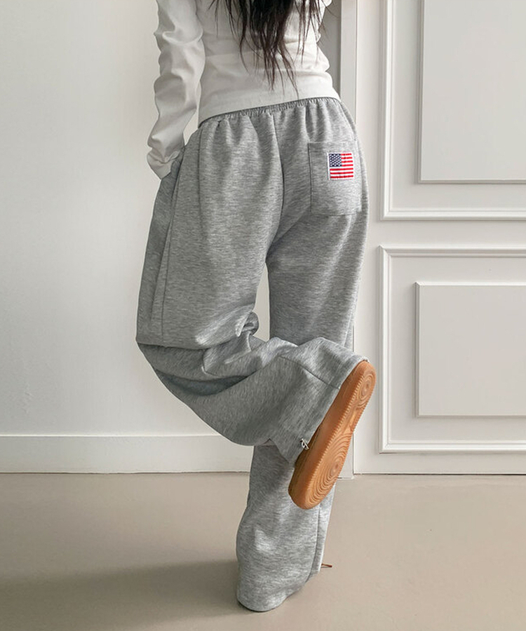 치카 사이드핀턱 밴딩 백포켓 와이드 밑단스트링 와이드 팬츠 그레이