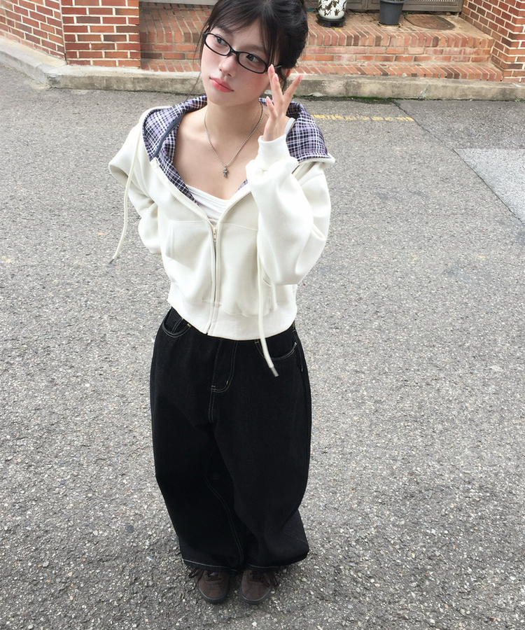 【SHORT/LONG 丈別】ワイドデニムパンツ BLACK DENIM