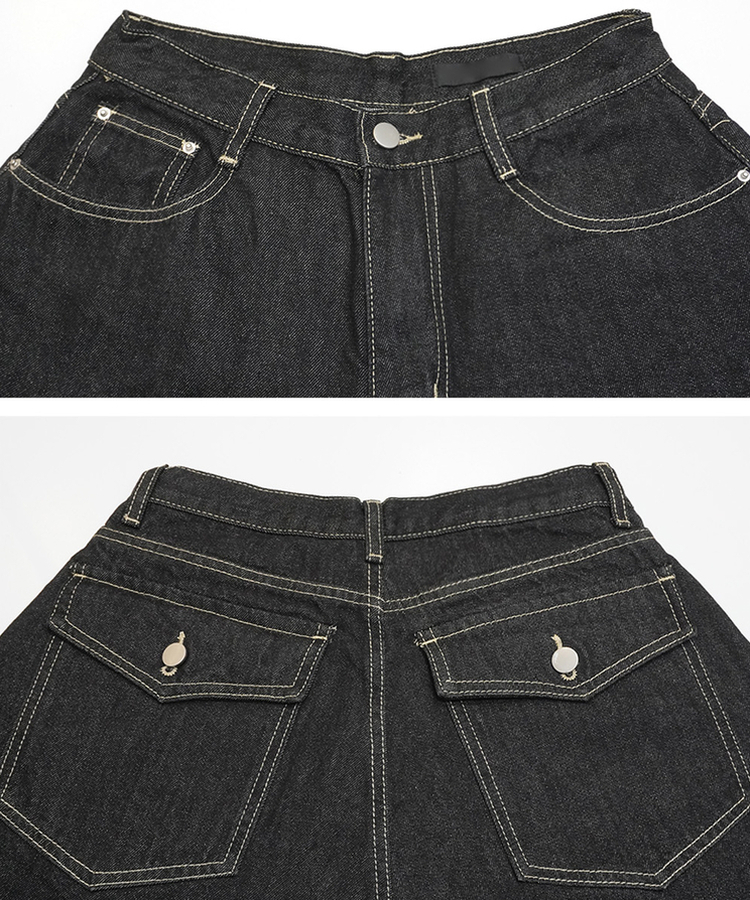 【SHORT/LONG 丈別】ワイドデニムパンツ