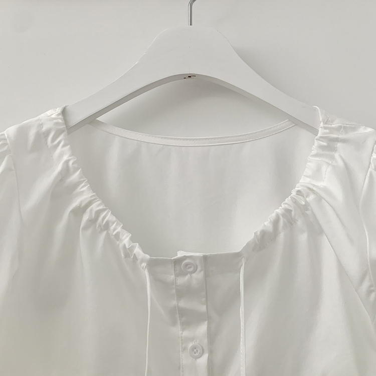 뒷리본 셔링 핀턱 허리끈 퍼프 긴팔 블라우스