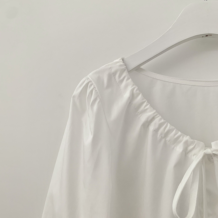 뒷리본 셔링 핀턱 허리끈 퍼프 긴팔 블라우스