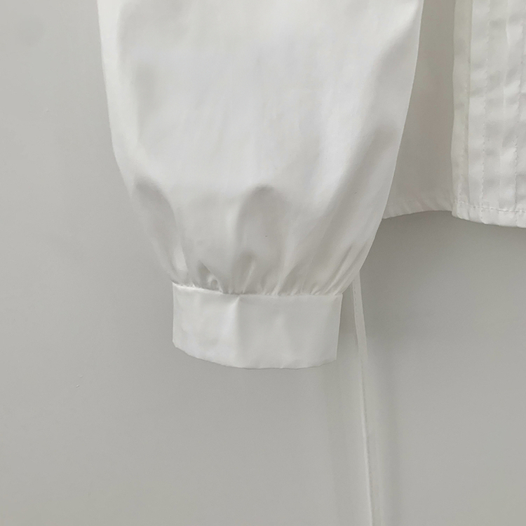 뒷리본 셔링 핀턱 허리끈 퍼프 긴팔 블라우스