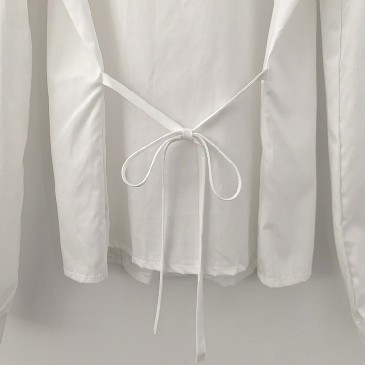 뒷리본 셔링 핀턱 허리끈 퍼프 긴팔 블라우스