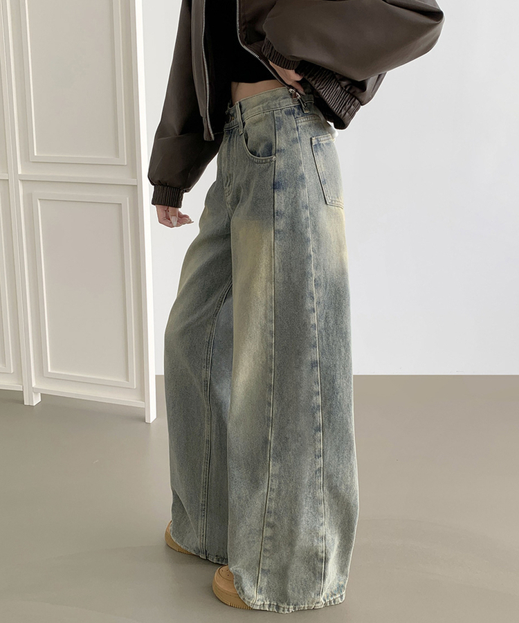 【丈別】スリットワイドフィットデニムパンツ(5color) LIGHT DENIM