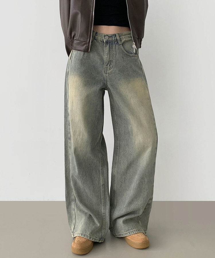 【丈別】スリットワイドフィットデニムパンツ(5color) LIGHT DENIM