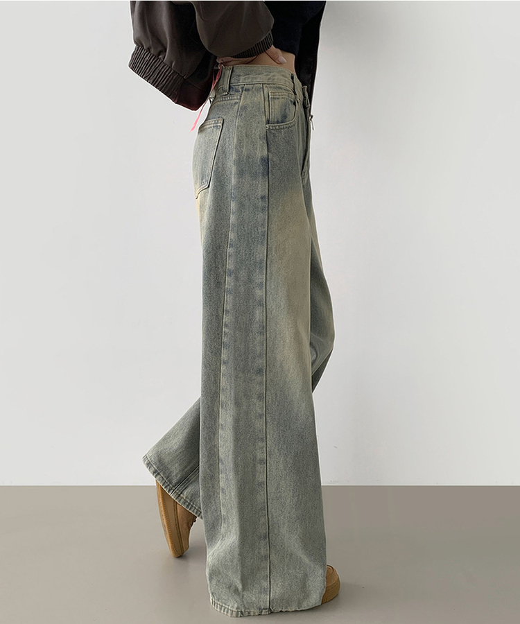 【丈別】スリットワイドフィットデニムパンツ(5color) LIGHT DENIM