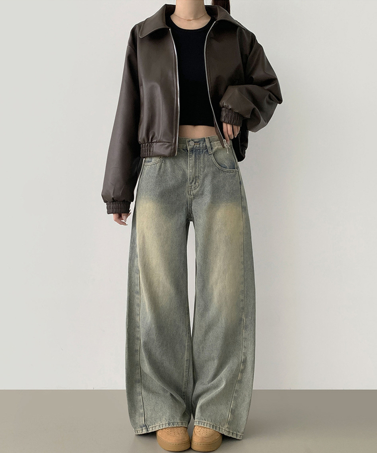 【丈別】スリットワイドフィットデニムパンツ(5color) LIGHT DENIM