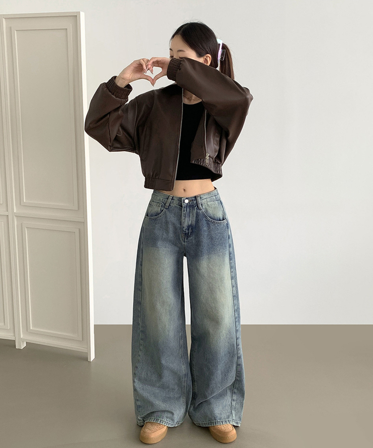 【丈別】スリットワイドフィットデニムパンツ(5color) MID DENIM