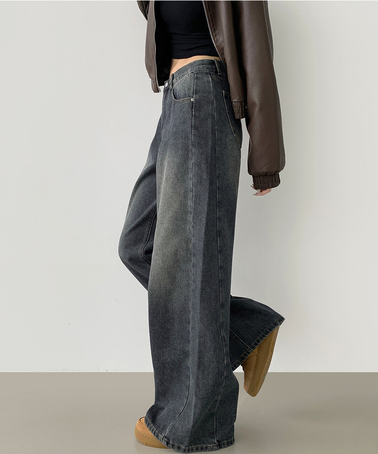 【丈別】スリットワイドフィットデニムパンツ(5color) DEEP BLUE