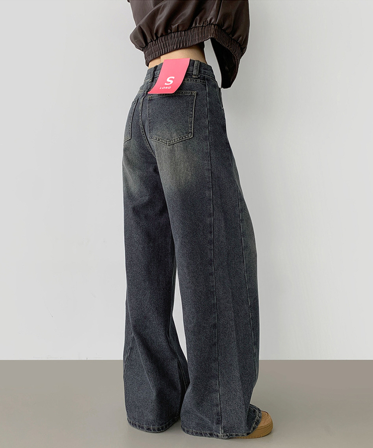 【丈別】スリットワイドフィットデニムパンツ(5color) DEEP BLUE