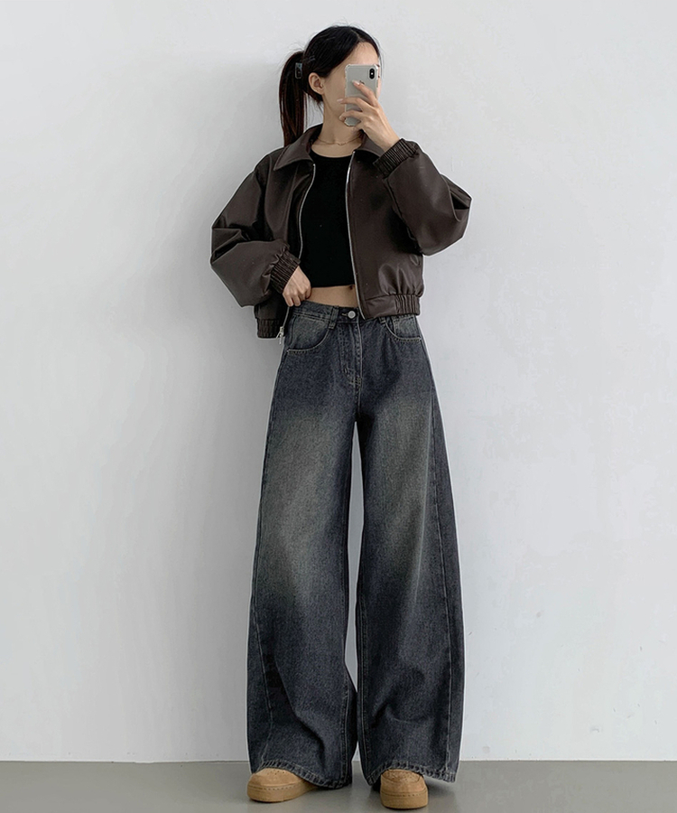 【丈別】スリットワイドフィットデニムパンツ(5color) DEEP BLUE