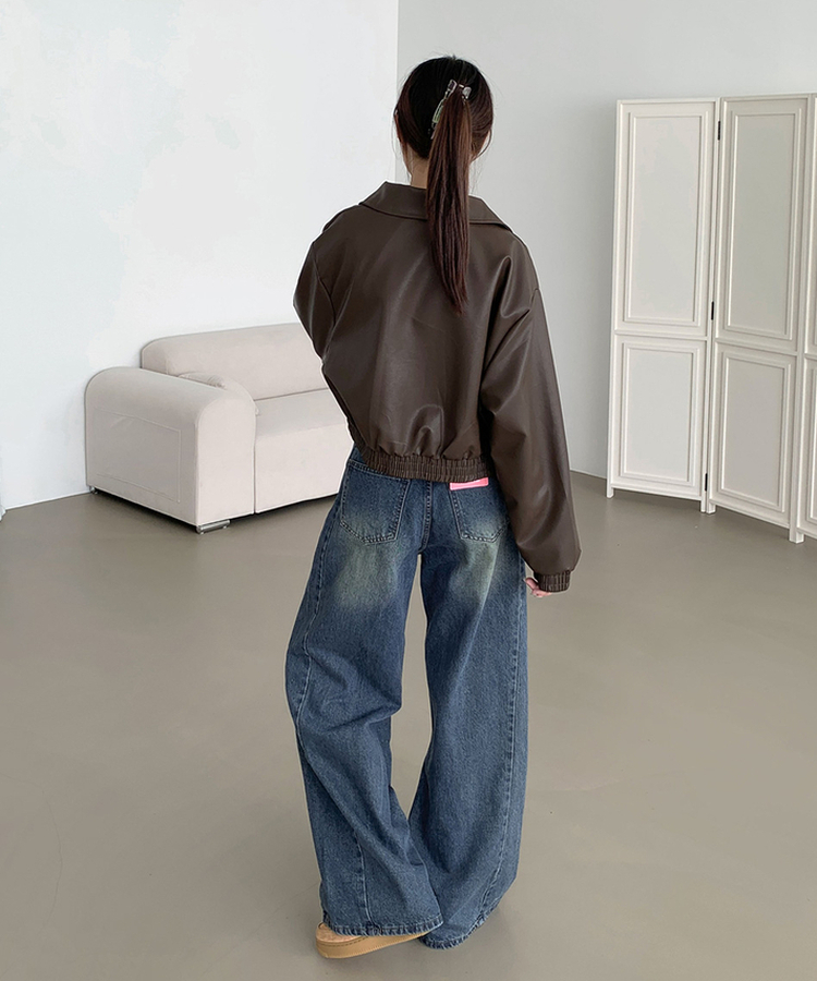【丈別】スリットワイドフィットデニムパンツ(5color) DEEP DENIM