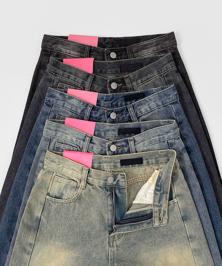 【丈別】スリットワイドフィットデニムパンツ(5color)