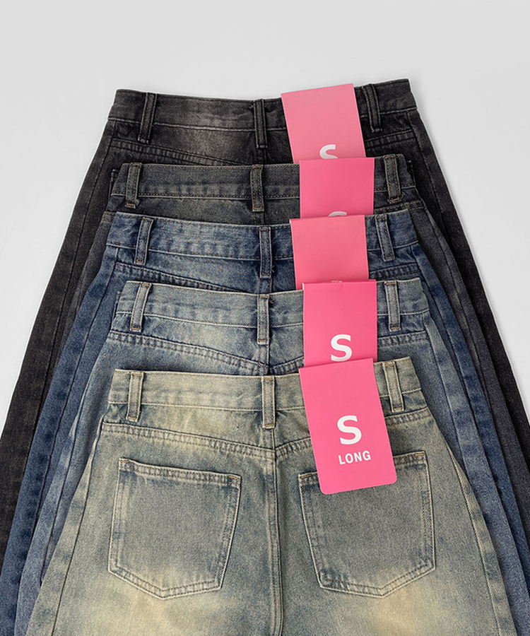 【丈別】スリットワイドフィットデニムパンツ(5color)