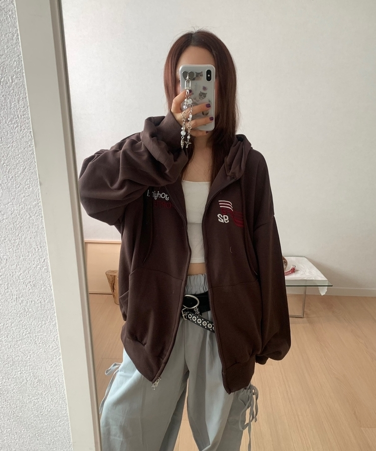 92刺繍ナンバーポケットフードジップアップ(5color)｜ジャンパー｜韓国