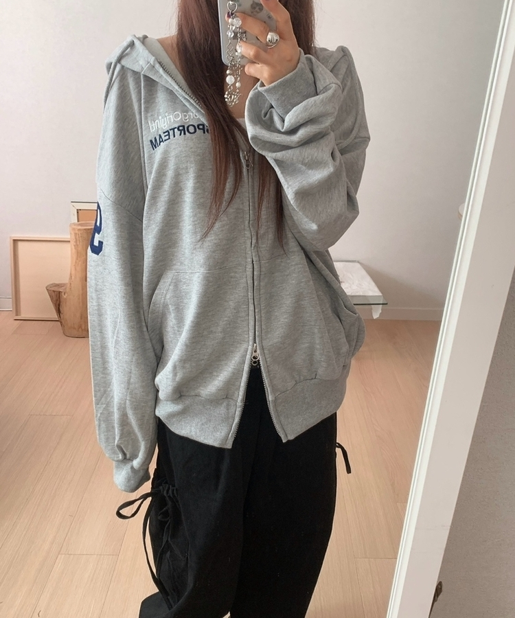 92刺繍ナンバーポケットフードジップアップ(5color)｜ジャンパー｜韓国