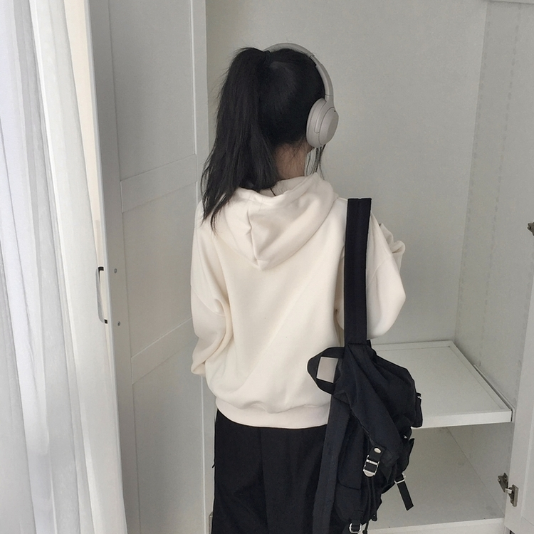 지켜주고싶은 오버핏 데일리 레터링 고퀄 자수 아방핏 박시 후드집업 아이보리