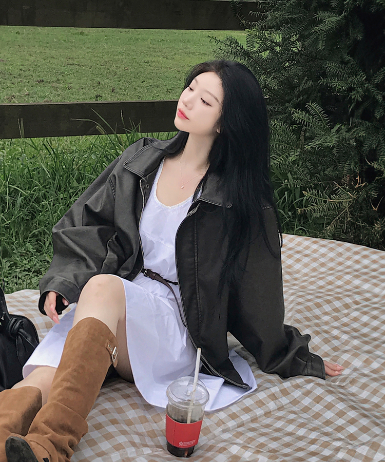 ファスナーボタンレザージャケット BLACK