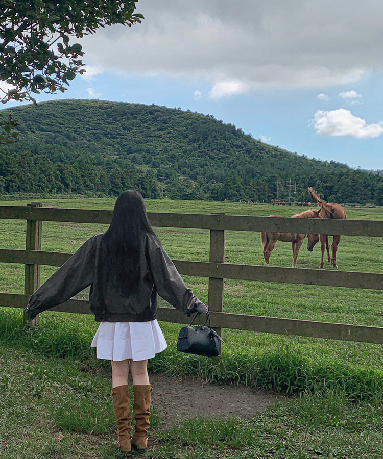 ファスナーボタンレザージャケット BLACK